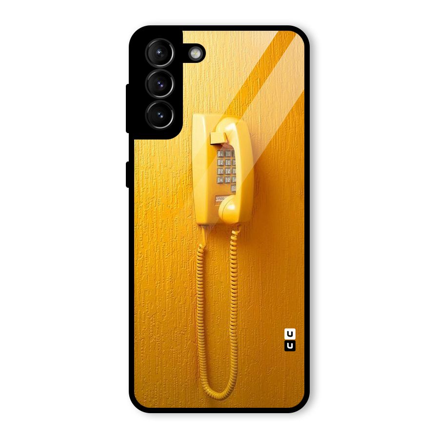 Aesthetic Yellow Telephone Glass Back Case for Galaxy S21 Plus
