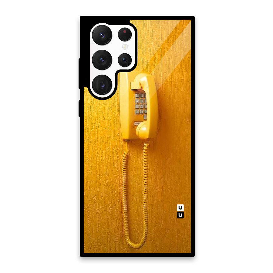 Aesthetic Yellow Telephone Glass Back Case for Galaxy S22 Ultra 5G