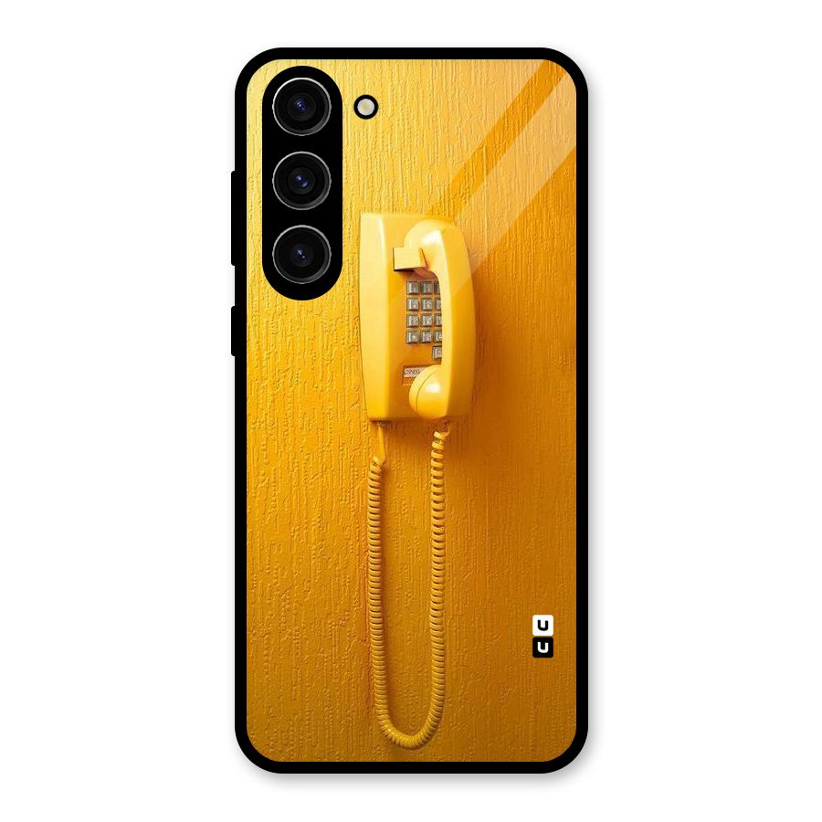 Aesthetic Yellow Telephone Glass Back Case for Galaxy S23 Plus