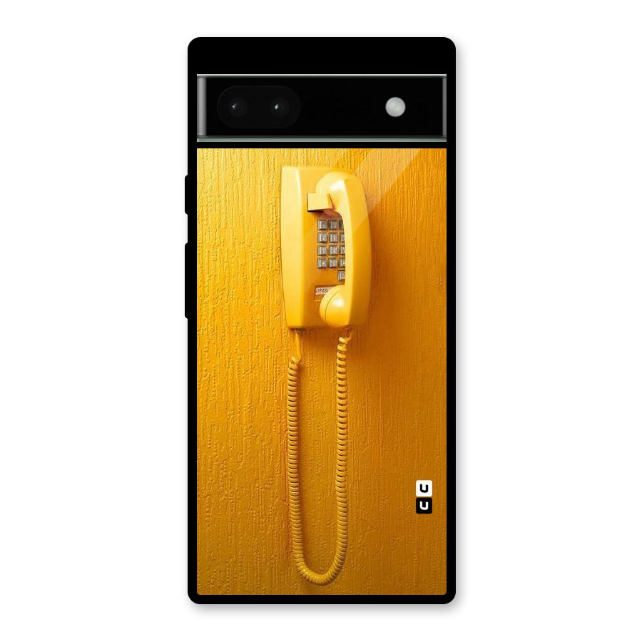 Aesthetic Yellow Telephone Glass Back Case for Google Pixel 6a