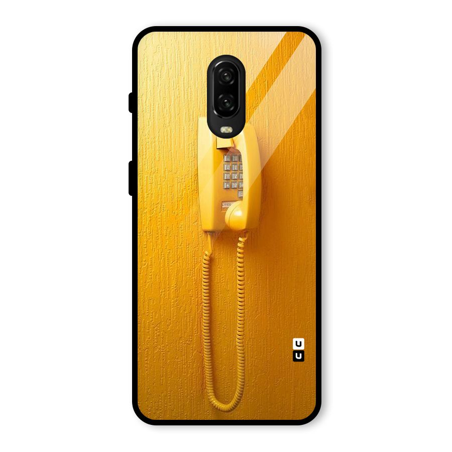 Aesthetic Yellow Telephone Glass Back Case for OnePlus 6T