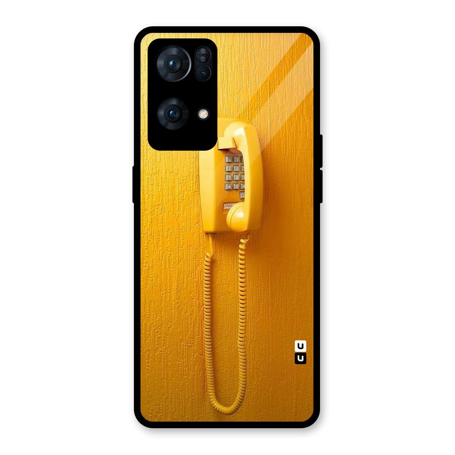 Aesthetic Yellow Telephone Glass Back Case for Oppo Reno7 Pro 5G