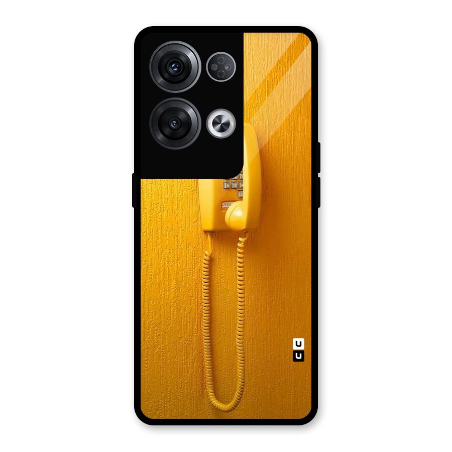 Aesthetic Yellow Telephone Glass Back Case for Oppo Reno8 Pro 5G