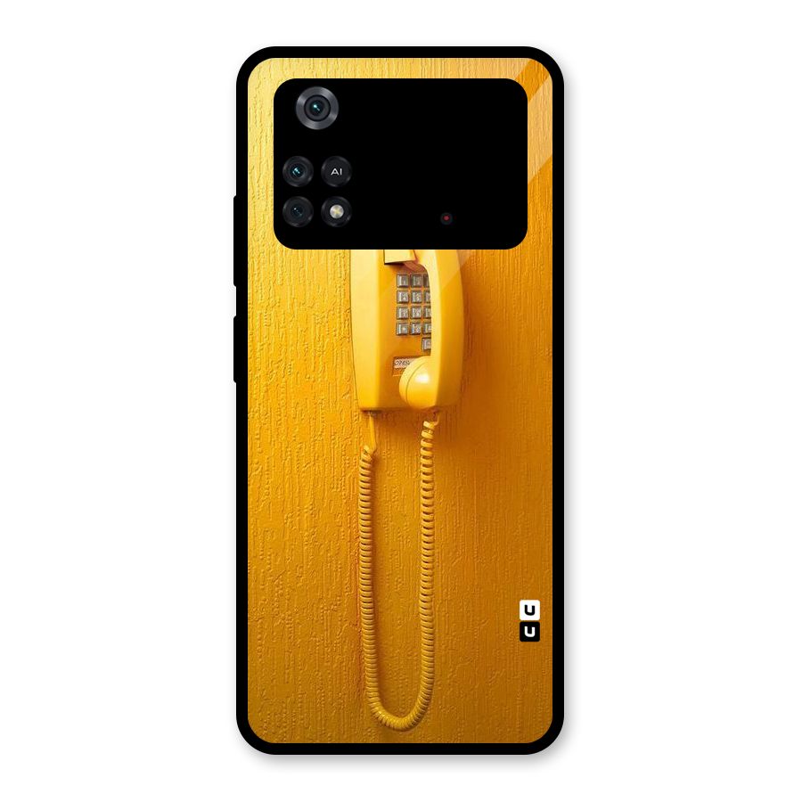 Aesthetic Yellow Telephone Glass Back Case for Poco M4 Pro 4G