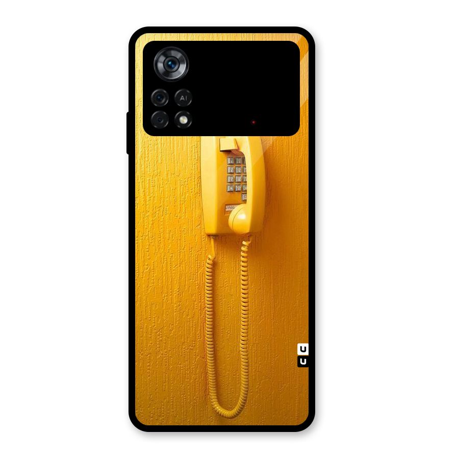 Aesthetic Yellow Telephone Glass Back Case for Poco X4 Pro 5G
