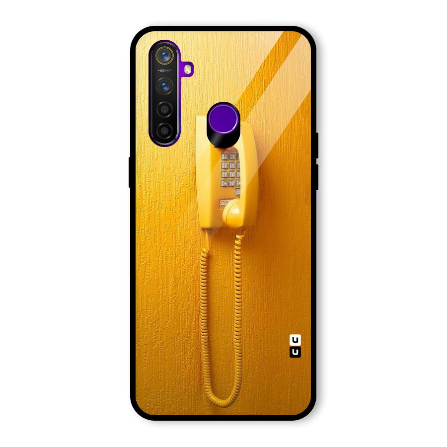 Aesthetic Yellow Telephone Glass Back Case for Realme 5 Pro