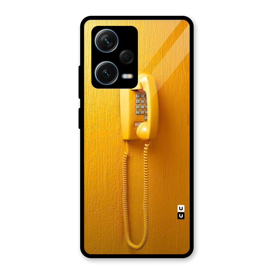 Aesthetic Yellow Telephone Glass Back Case for Redmi Note 12 Pro Plus 5G