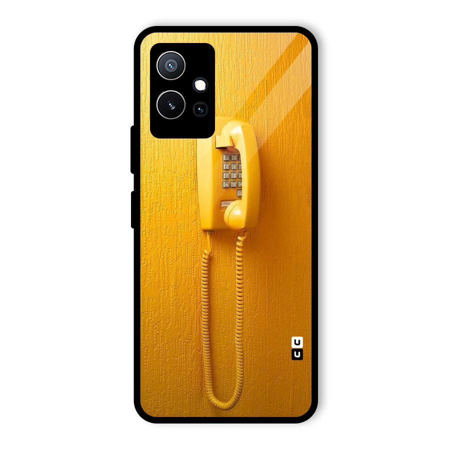 Aesthetic Yellow Telephone Glass Back Case for Vivo T1 5G