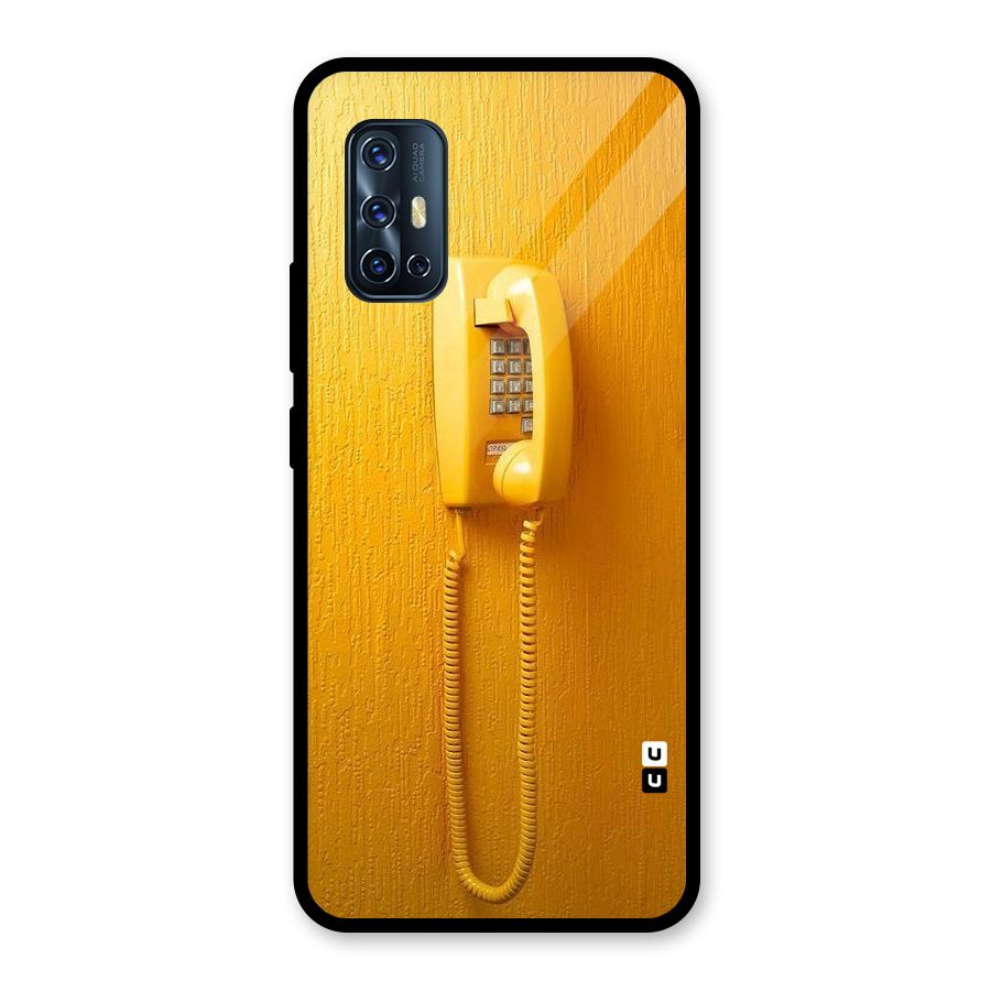 Aesthetic Yellow Telephone Glass Back Case for Vivo V17