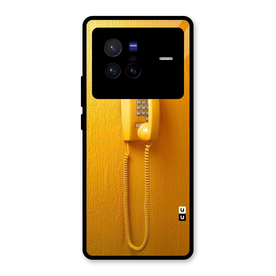 Aesthetic Yellow Telephone Glass Back Case for Vivo X80