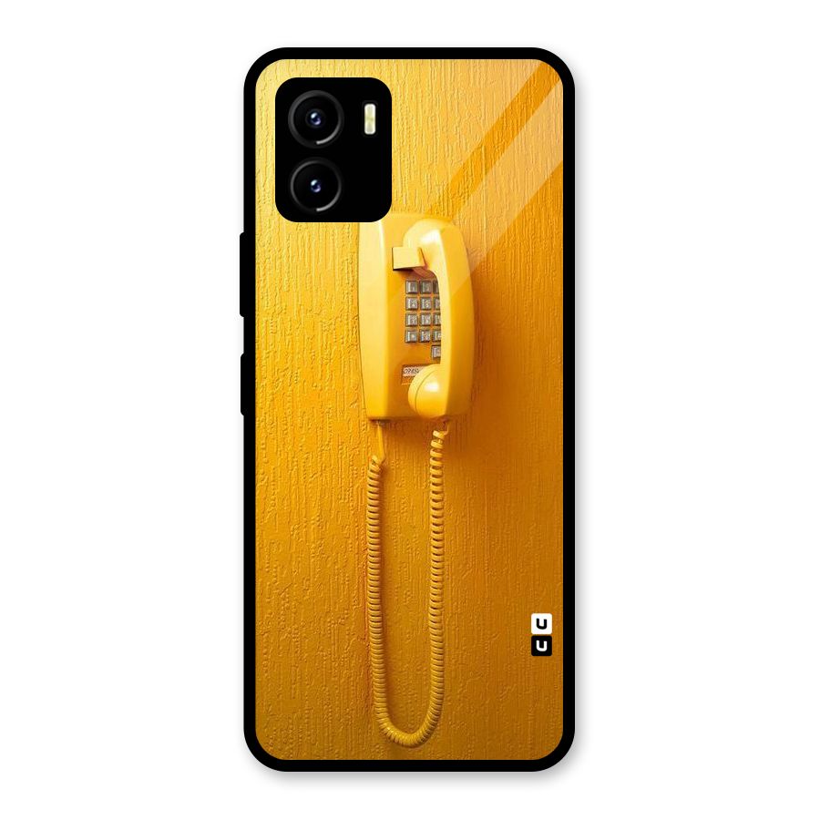 Aesthetic Yellow Telephone Glass Back Case for Vivo Y15s