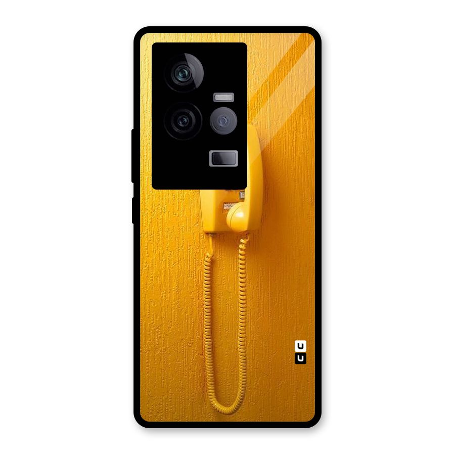 Aesthetic Yellow Telephone Glass Back Case for Vivo iQOO 11 5G