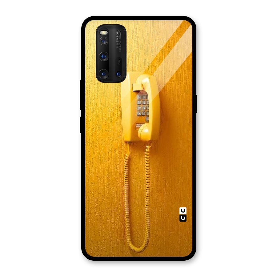 Aesthetic Yellow Telephone Glass Back Case for Vivo iQOO 3