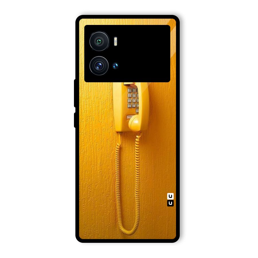 Aesthetic Yellow Telephone Glass Back Case for Vivo iQOO 9 Pro