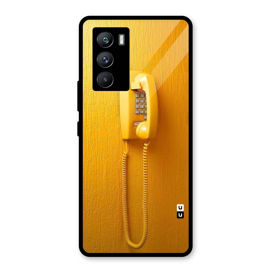 Aesthetic Yellow Telephone Glass Back Case for Vivo iQOO 9 SE