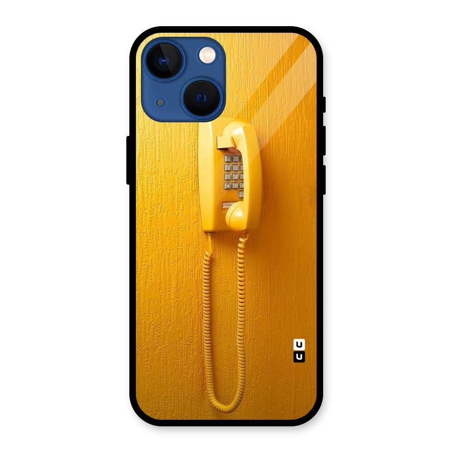Aesthetic Yellow Telephone Glass Back Case for iPhone 13 Mini