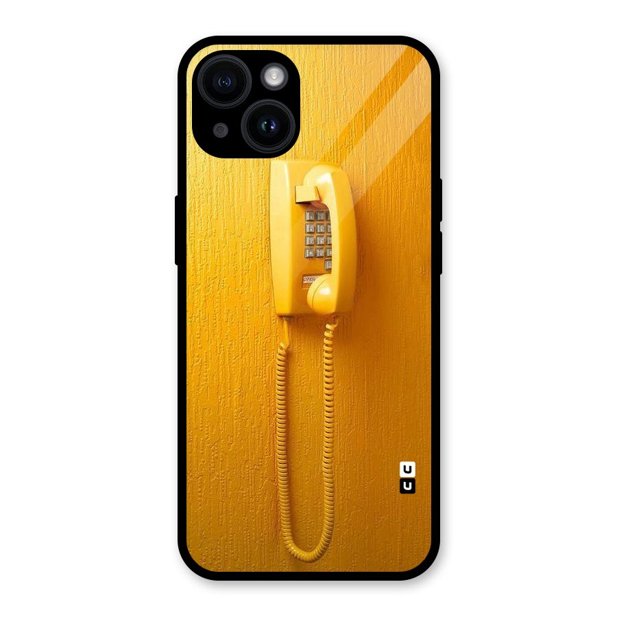 Aesthetic Yellow Telephone Glass Back Case for iPhone 14