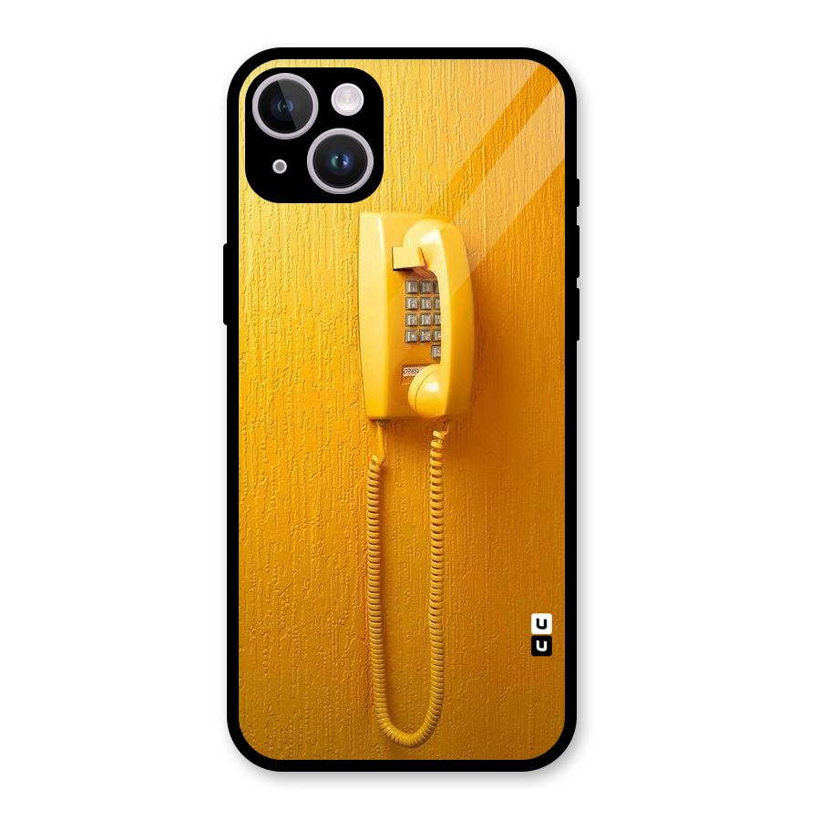 Aesthetic Yellow Telephone Glass Back Case for iPhone 14 Plus
