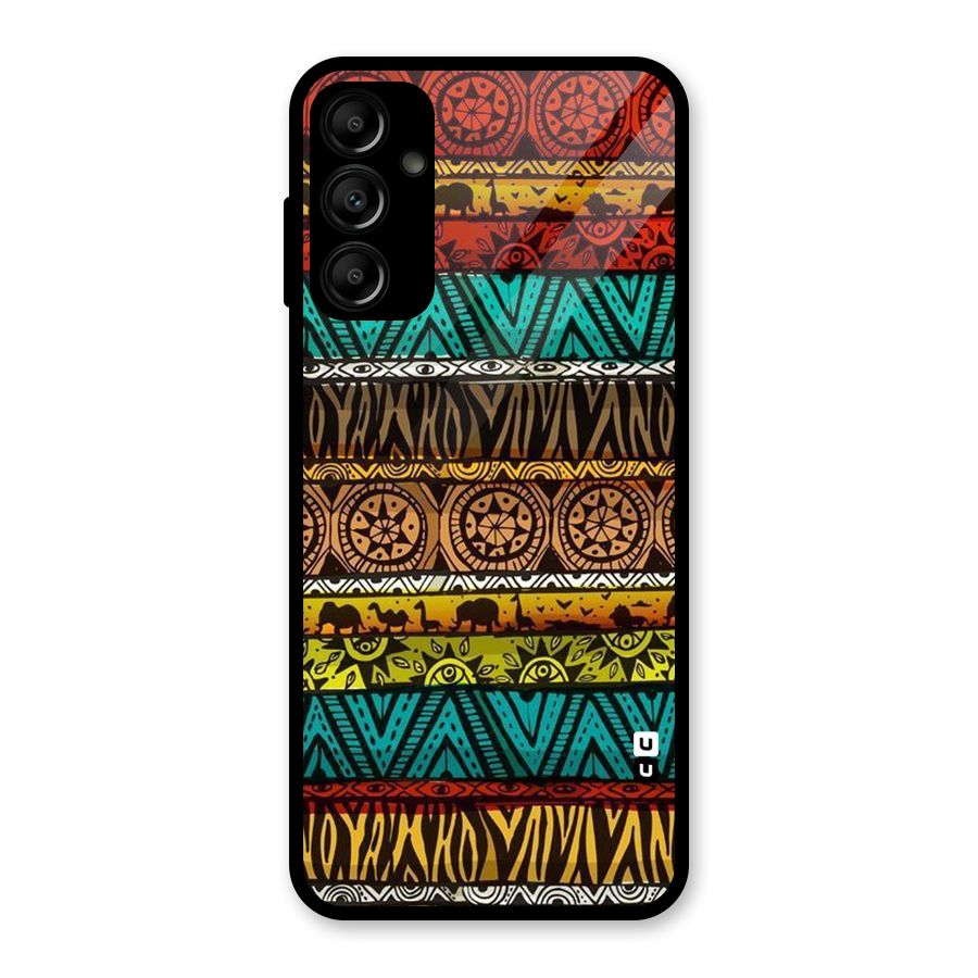 African Design Pattern Glass Back Case for Galaxy A14 5G