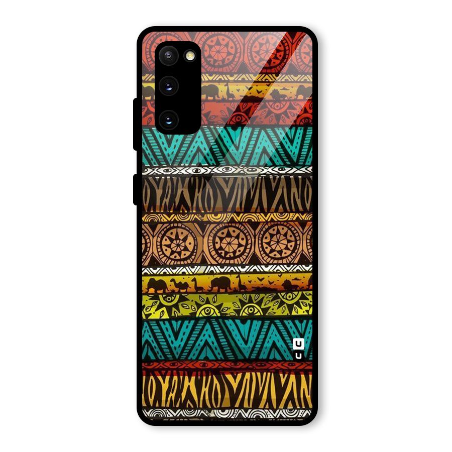 African Design Pattern Glass Back Case for Galaxy S20 FE 5G