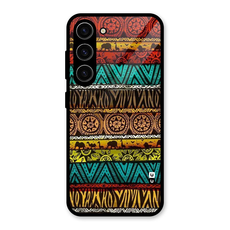 African Design Pattern Glass Back Case for Galaxy S23