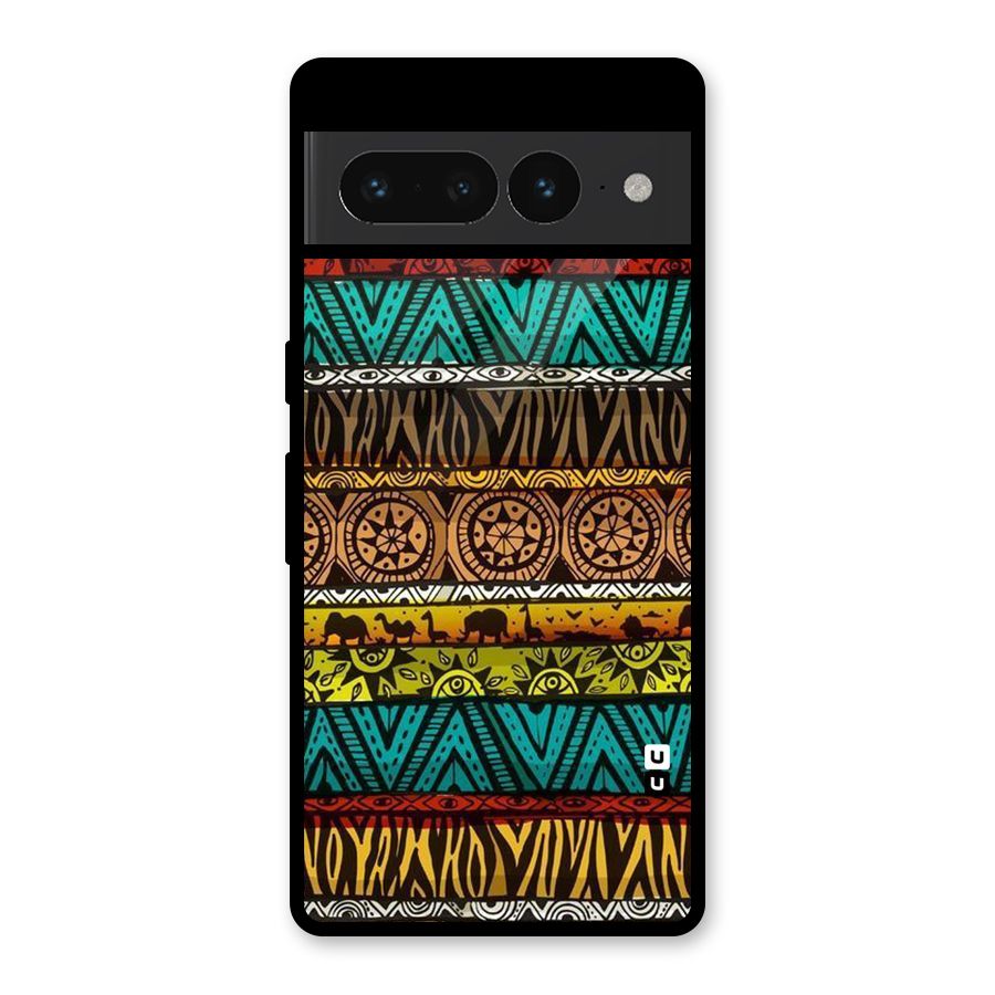 African Design Pattern Glass Back Case for Google Pixel 7 Pro