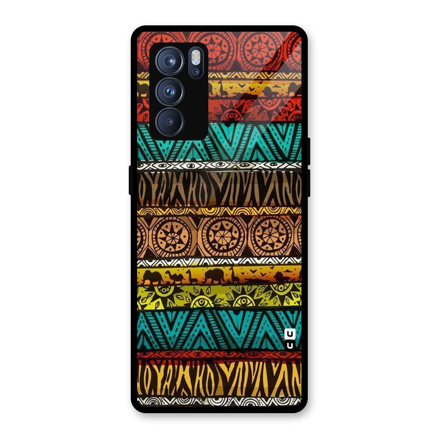 African Design Pattern Glass Back Case for Oppo Reno6 Pro 5G