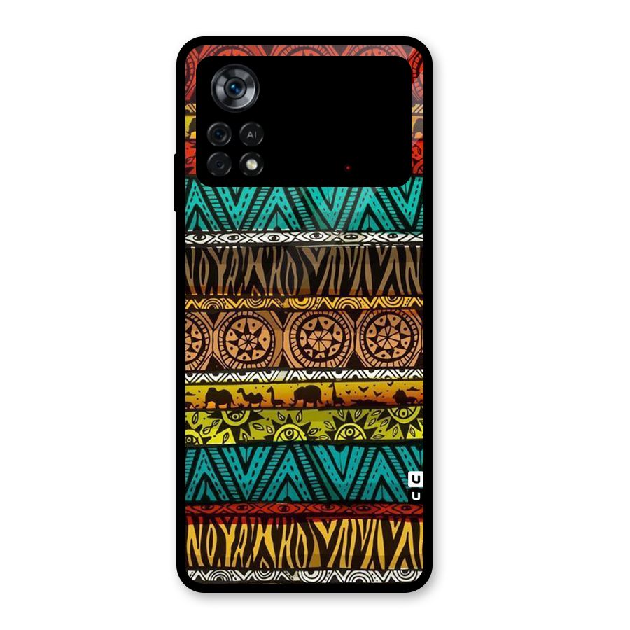 African Design Pattern Glass Back Case for Poco X4 Pro 5G