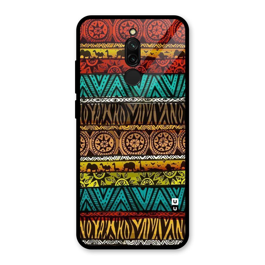 African Design Pattern Glass Back Case for Redmi 8