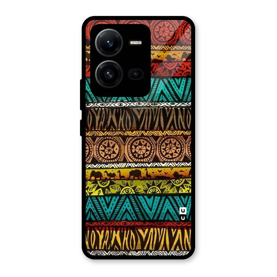 African Design Pattern Glass Back Case for Vivo V25