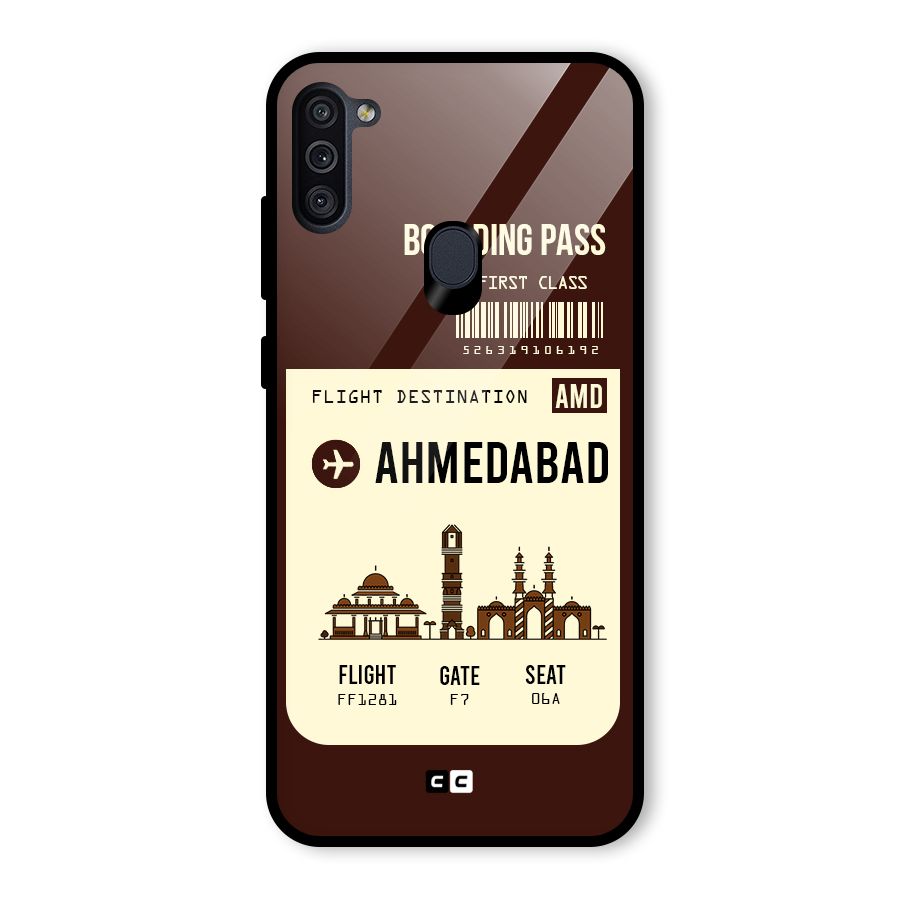 Ahmedabad Boarding Pass Glass Back Case for Galaxy M11