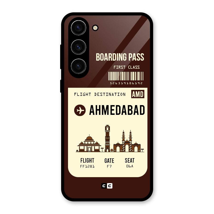Ahmedabad Boarding Pass Glass Back Case for Galaxy S23 Plus