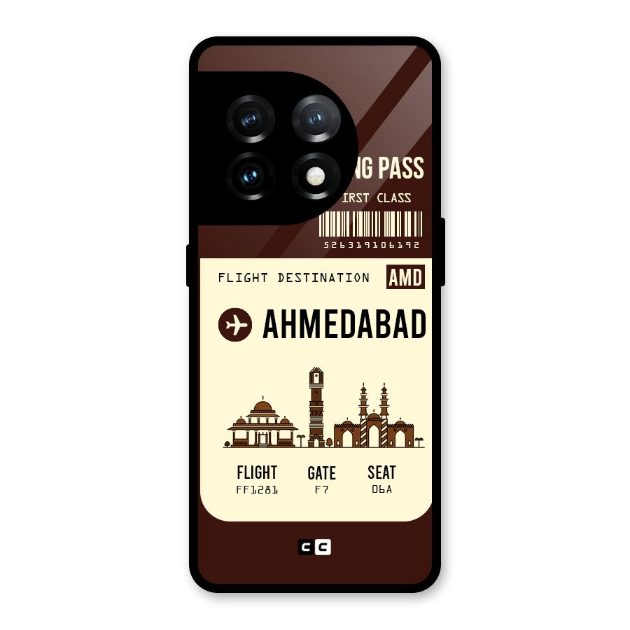 Ahmedabad Boarding Pass Glass Back Case for OnePlus 11