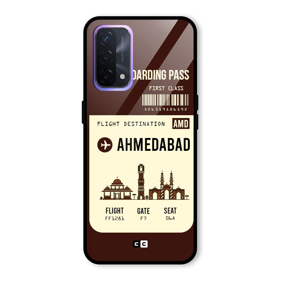 Ahmedabad Boarding Pass Glass Back Case for Oppo A74 5G