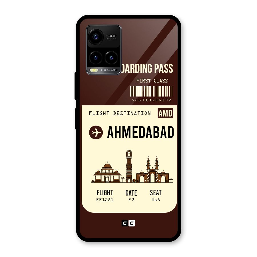 Ahmedabad Boarding Pass Glass Back Case for Vivo Y21A