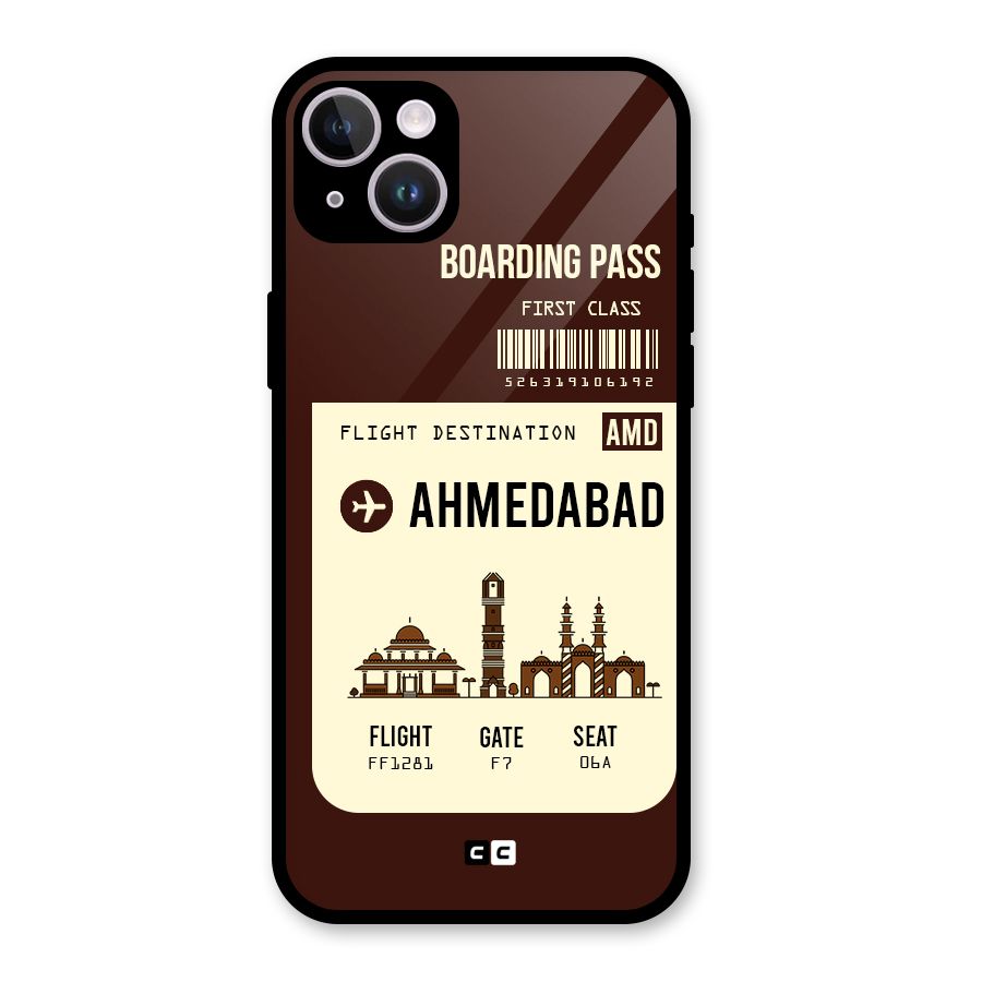 Ahmedabad Boarding Pass Glass Back Case for iPhone 14 Plus