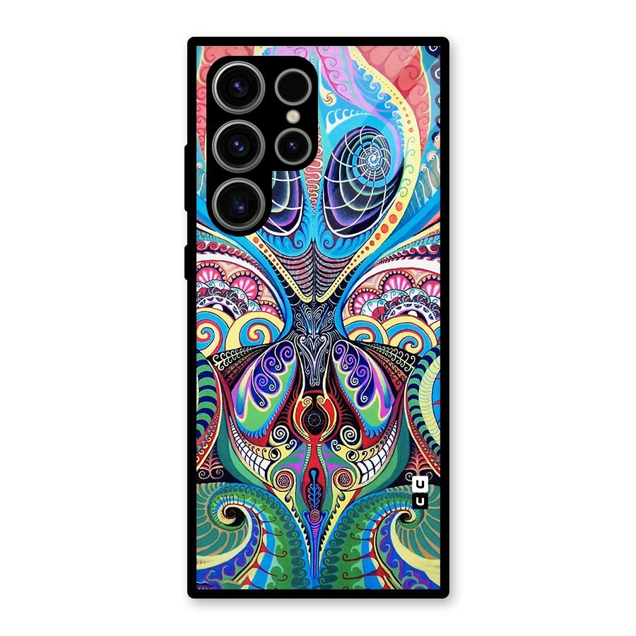 Alien Psychedelic Art Glass Back Case for Galaxy S23 Ultra