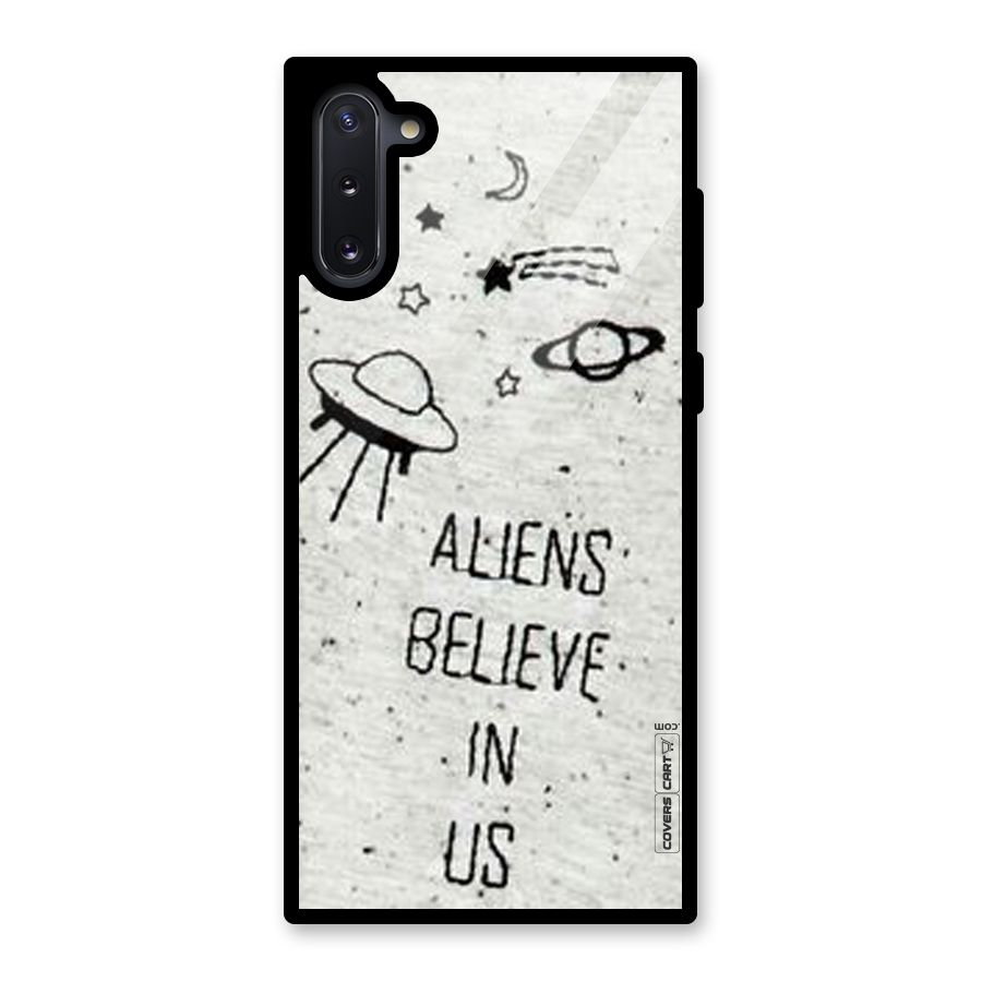 Aliens Believe In Us Glass Back Case for Galaxy Note 10