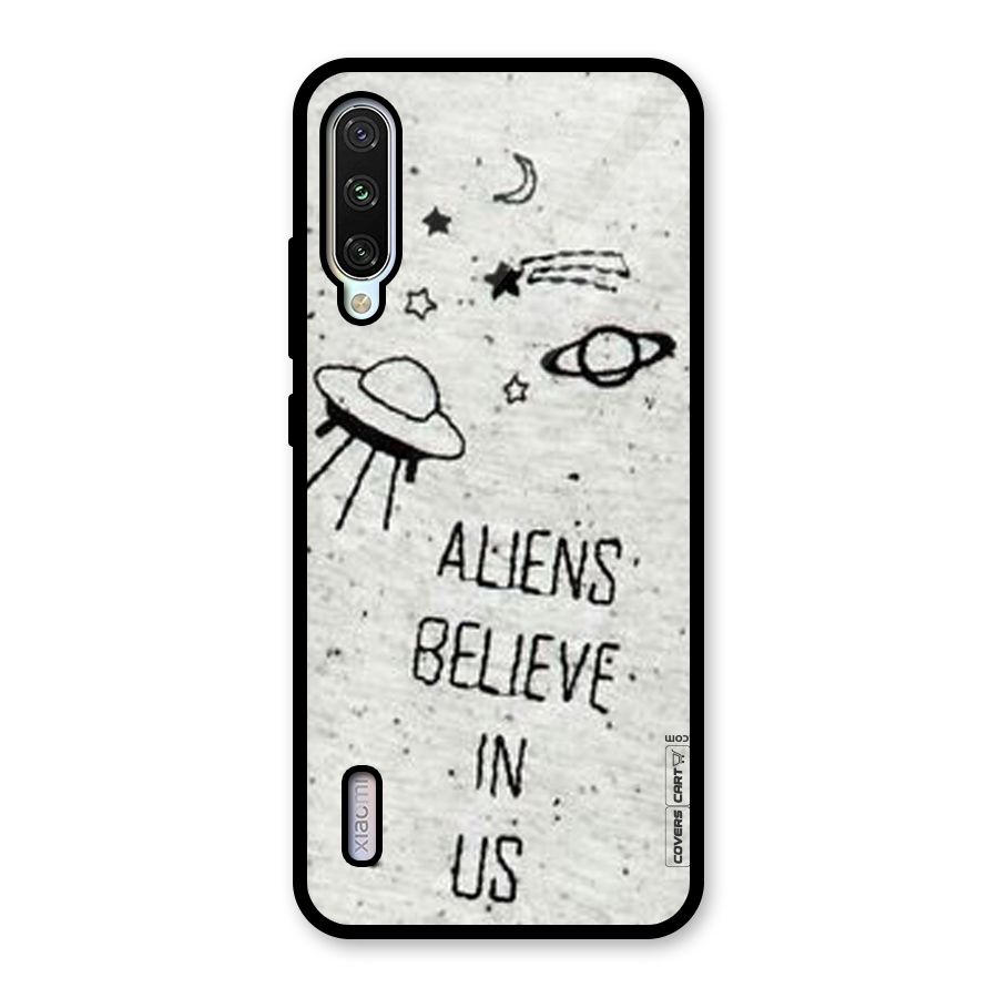 Aliens Believe In Us Glass Back Case for Mi A3