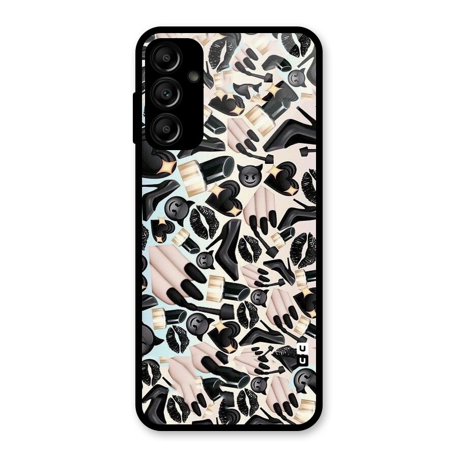 All Black Love Glass Back Case for Galaxy A14 5G