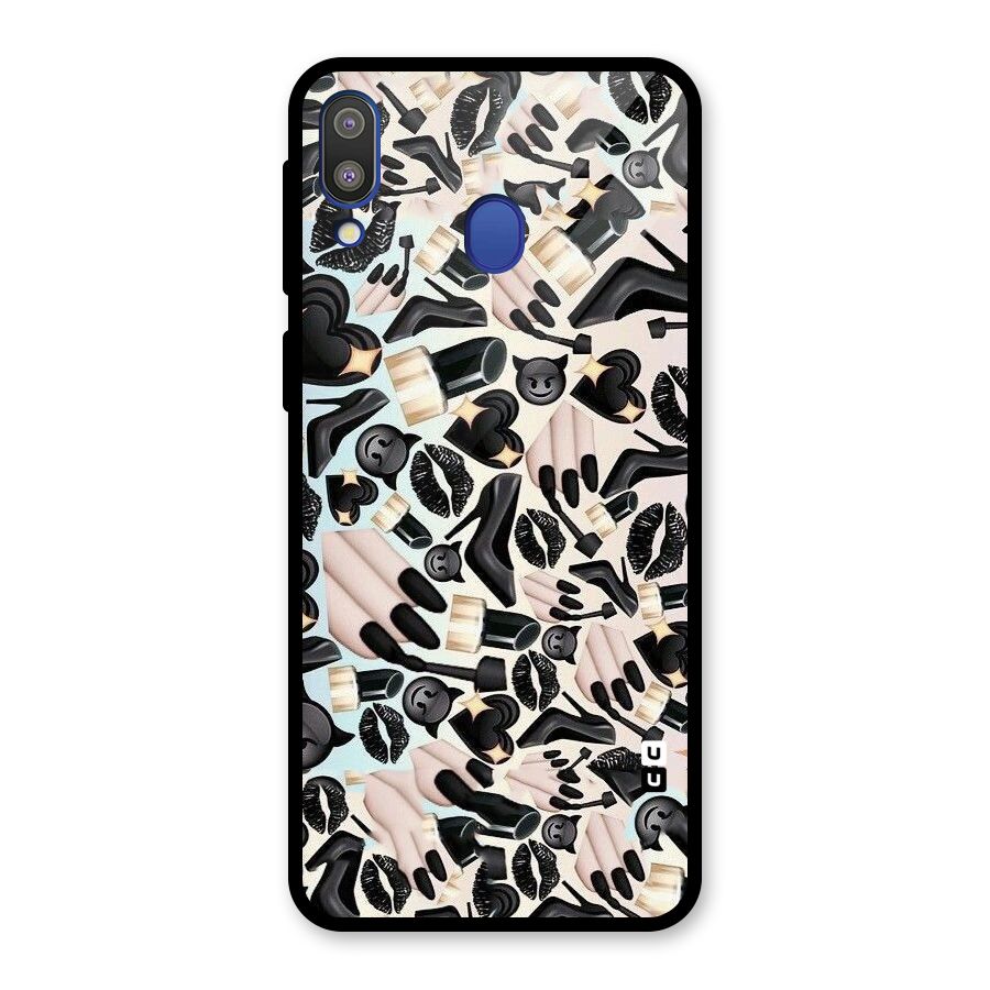 All Black Love Glass Back Case for Galaxy M20