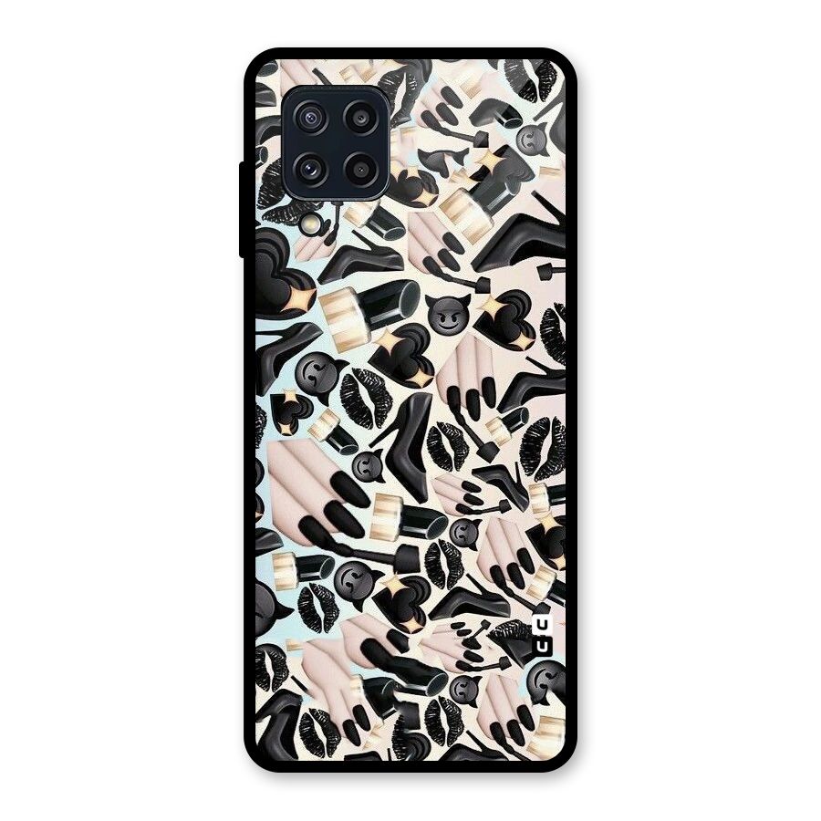 All Black Love Glass Back Case for Galaxy M32