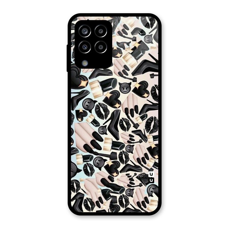 All Black Love Glass Back Case for Galaxy M33