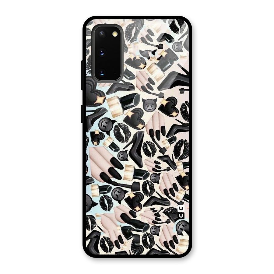 All Black Love Glass Back Case for Galaxy S20