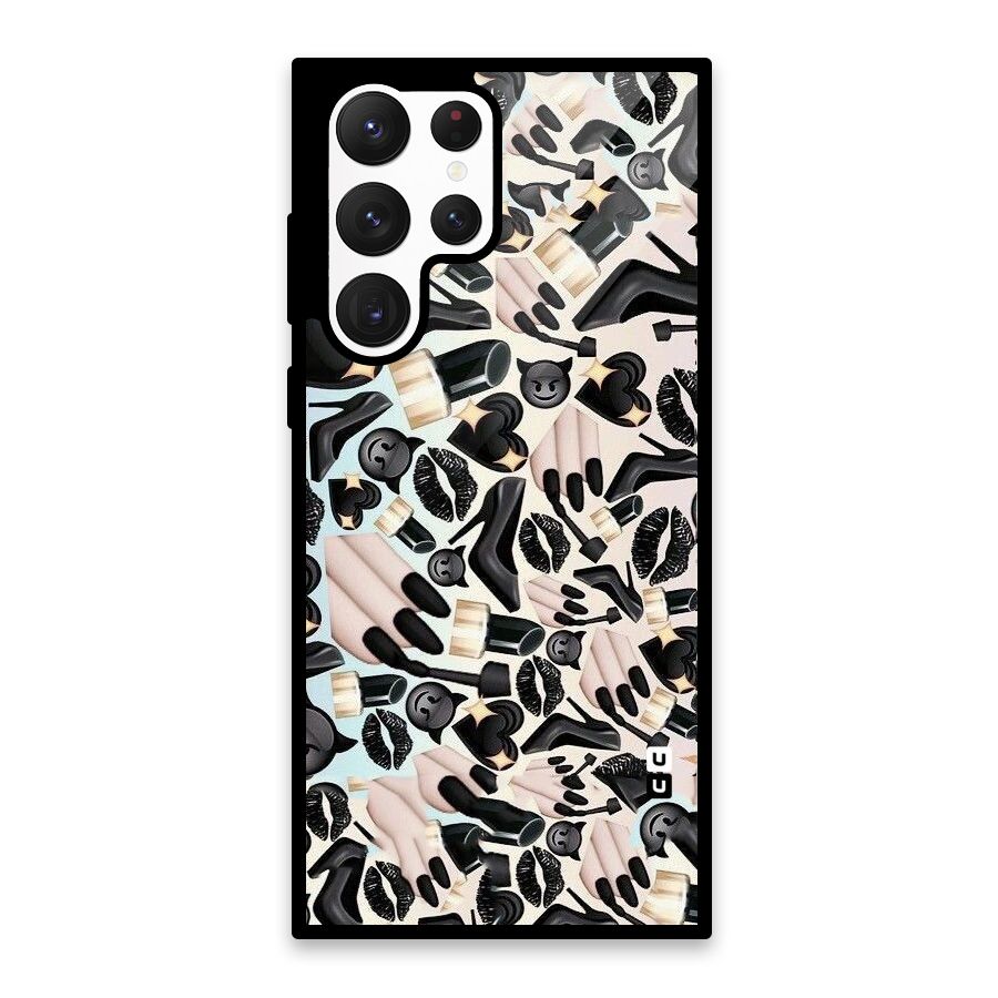 All Black Love Glass Back Case for Galaxy S22 Ultra 5G