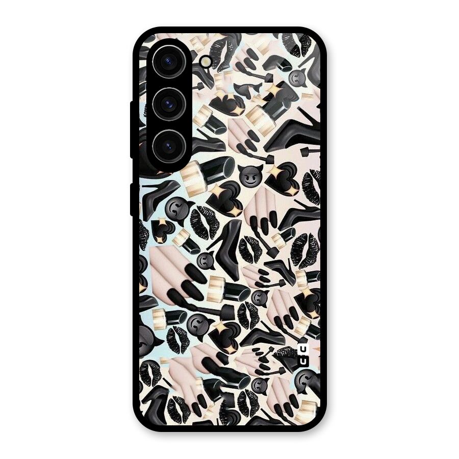 All Black Love Glass Back Case for Galaxy S23