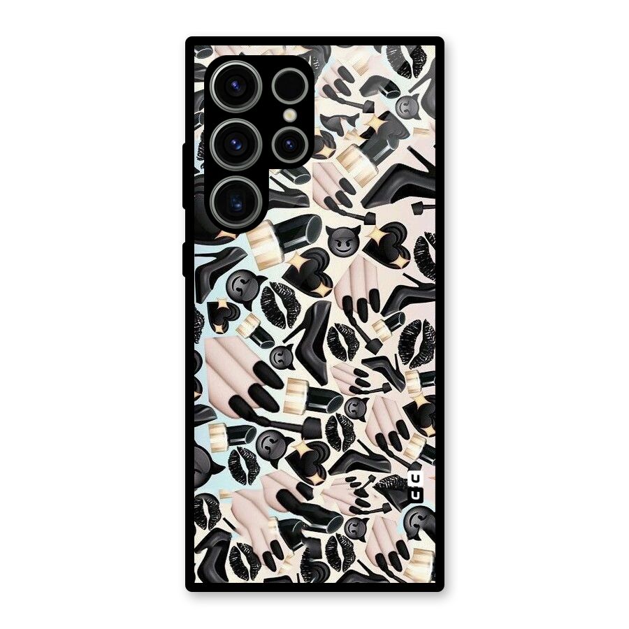 All Black Love Glass Back Case for Galaxy S23 Ultra
