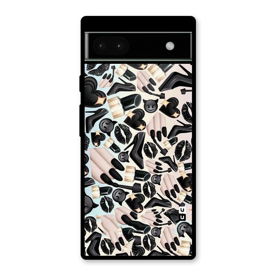 All Black Love Glass Back Case for Google Pixel 6a