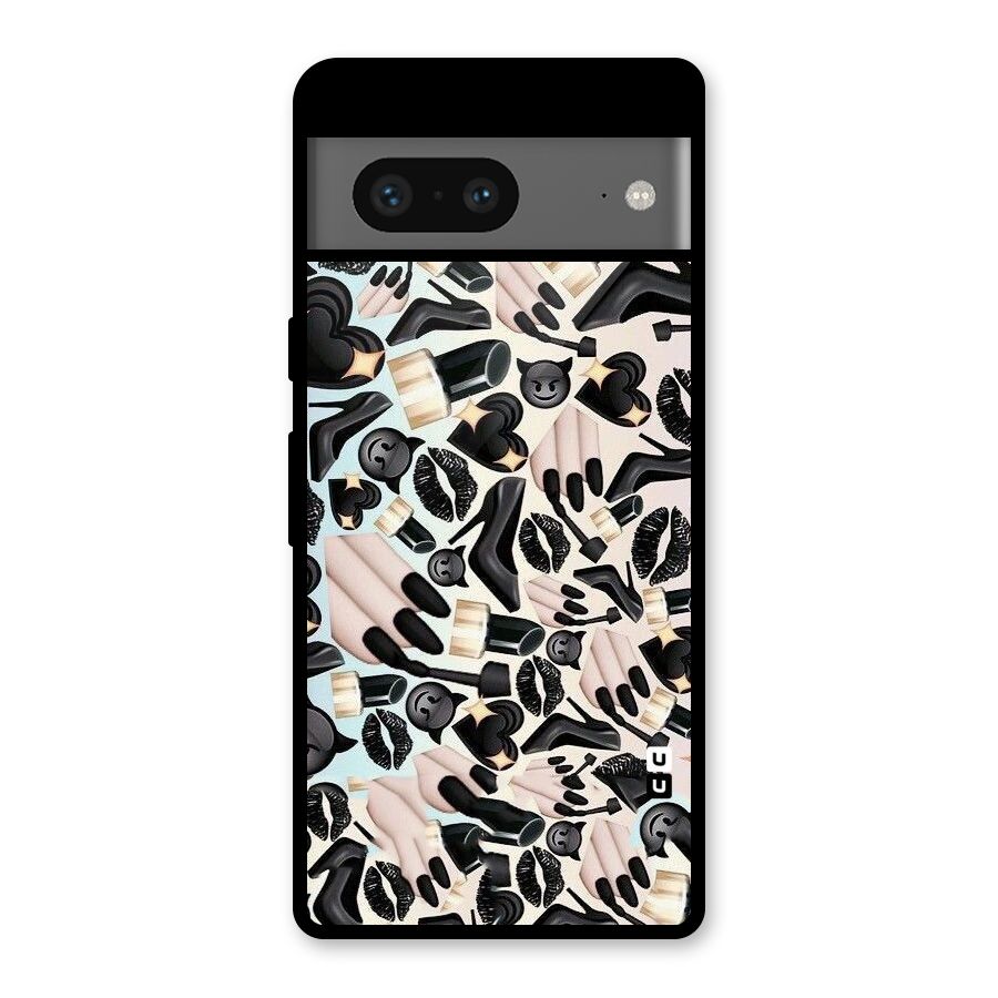 All Black Love Glass Back Case for Google Pixel 7