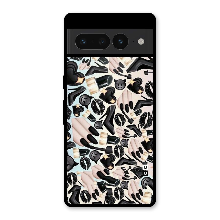 All Black Love Glass Back Case for Google Pixel 7 Pro